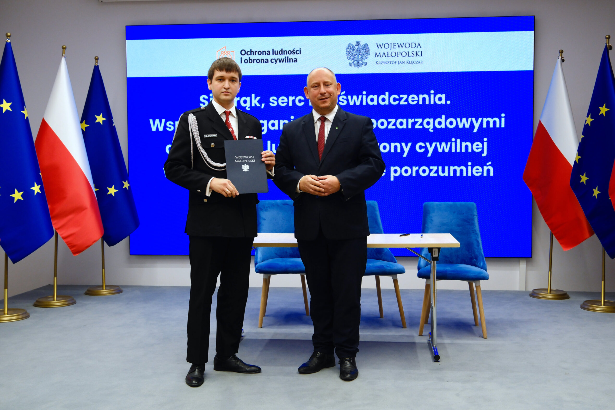Podpisanie porozumienia z Wojewodą Małopolskim w zakresie ochrony ludności i obrony cywilnej